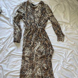 Tall Wrap Satin Snake Print Maxi Wrap Dress